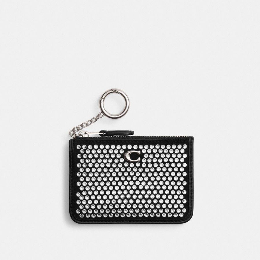 Black Women COACH® Essential Mini Id Card Case With Crystal Wallet | 34079FTJX