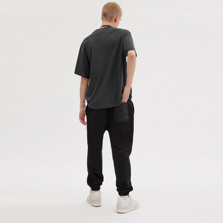 Black Women COACH® Essential Solid Joggers Pants | 41982WVIM