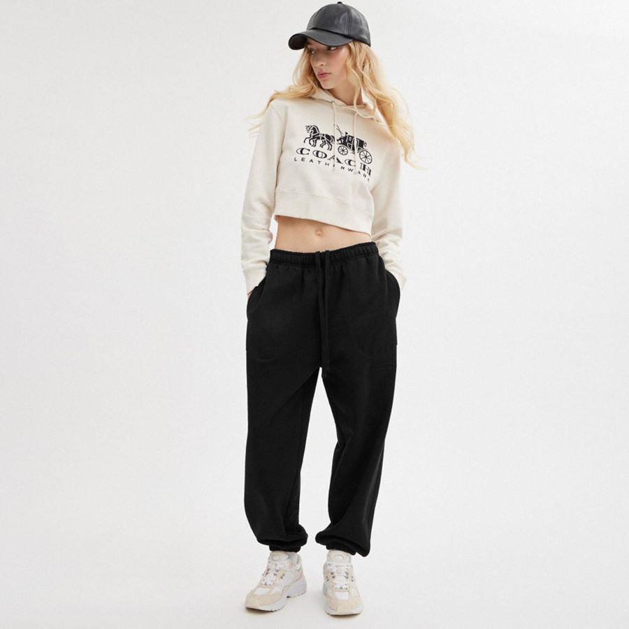 Black Women COACH® Essential Solid Joggers Pants | 41982WVIM