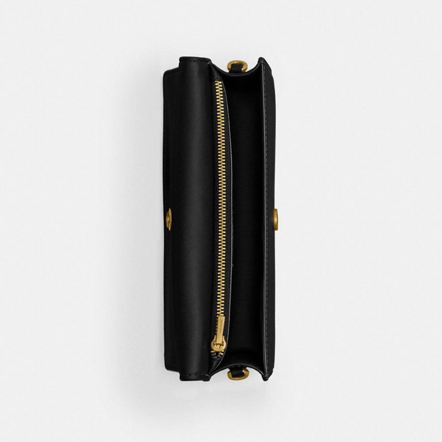 Black Women COACH® Evie Long Wallet With Chain Clutch Bags | 62809ZPIF