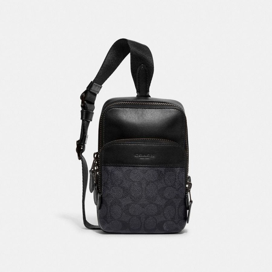 Black Women COACH® Gotham Sling Pack 13 In Signature Canvas Backpack | 59318FLUY