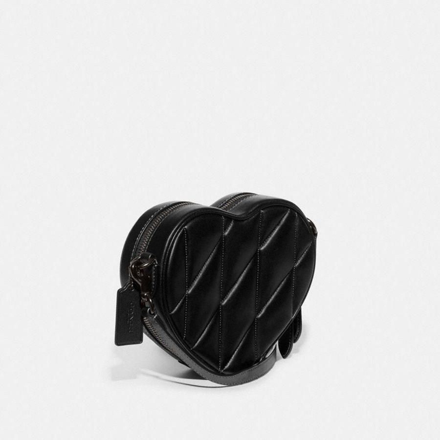 Black Women COACH® Heart With Quilting Crossbody Bag | 04675CNAH