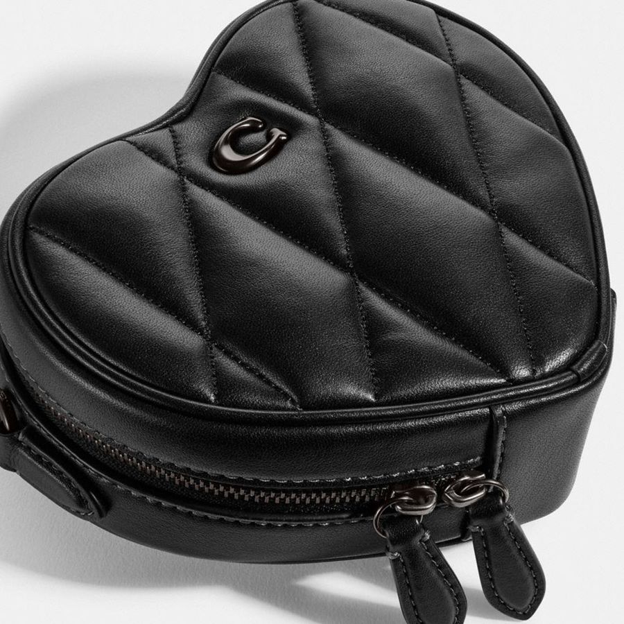 Black Women COACH® Heart With Quilting Crossbody Bag | 04675CNAH