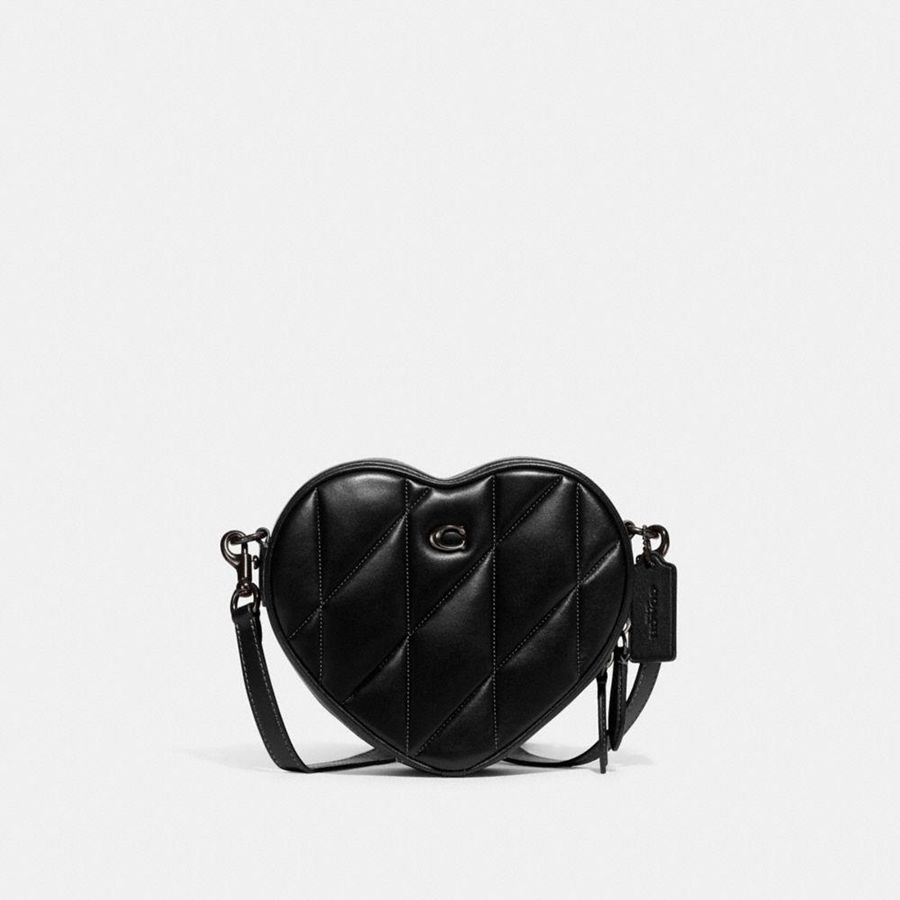 Black Women COACH® Heart With Quilting Crossbody Bag | 04675CNAH