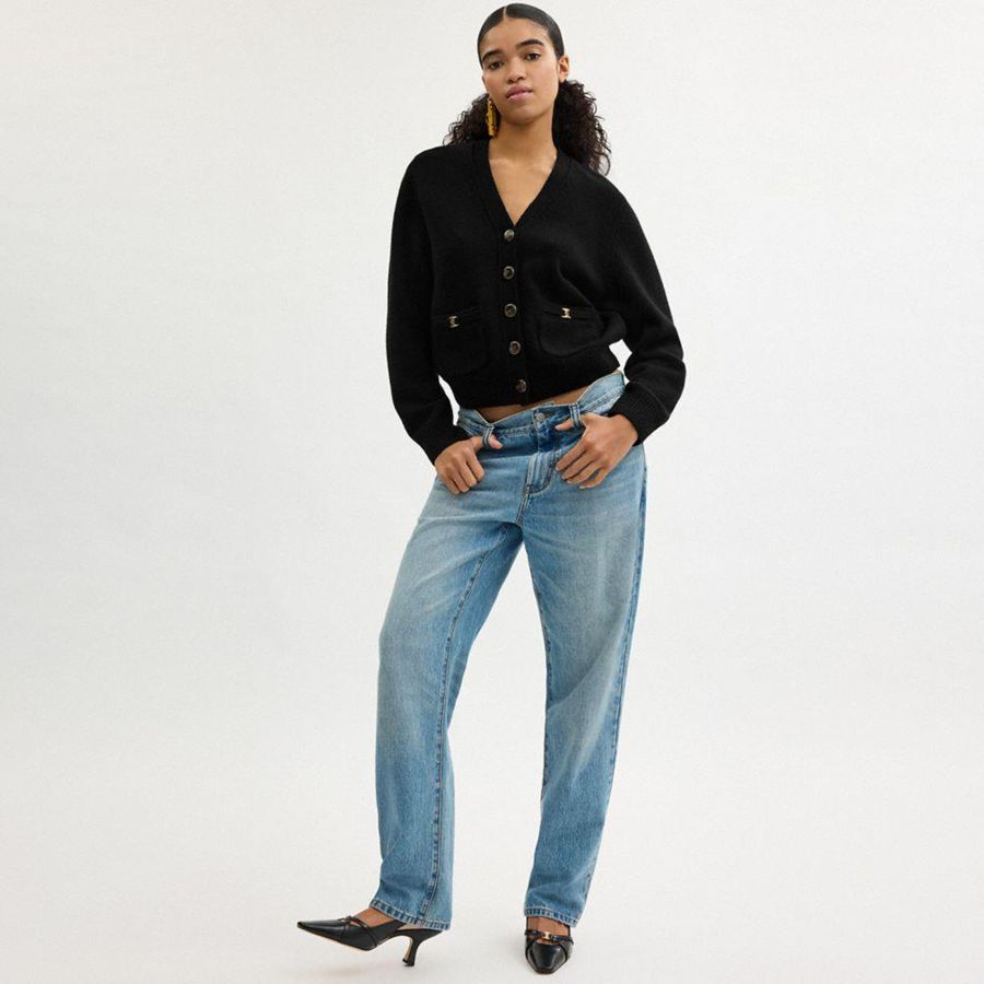 Black Women COACH® Heritage C Cardigan Sweater | 98476HPCL