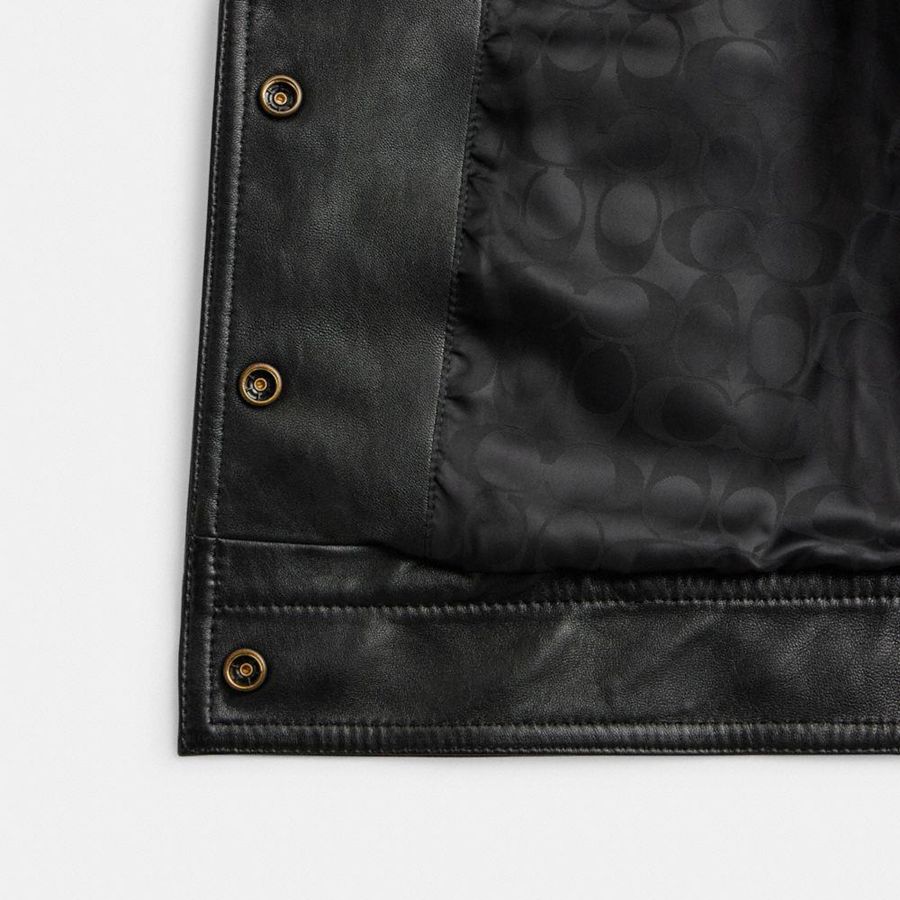 Black Women COACH® Heritage C Snap Front Shrunken Jacket | 84025HLUK