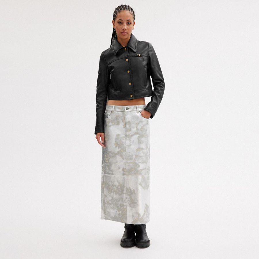 Black Women COACH® Heritage C Snap Front Shrunken Jacket | 84025HLUK