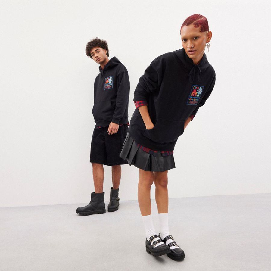 Black Women COACH® Hoodie With Coachtopia Graphic Label Hoodie | 13286LUWT