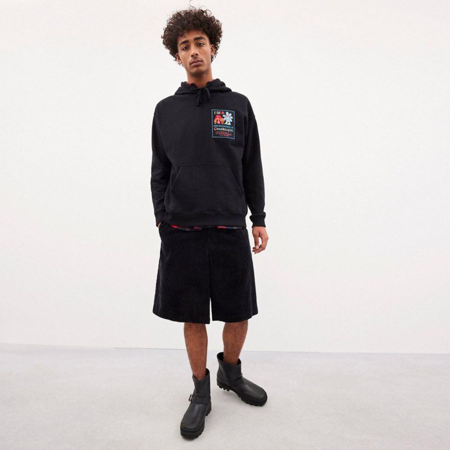 Black Women COACH® Hoodie With Coachtopia Graphic Label Hoodie | 13286LUWT