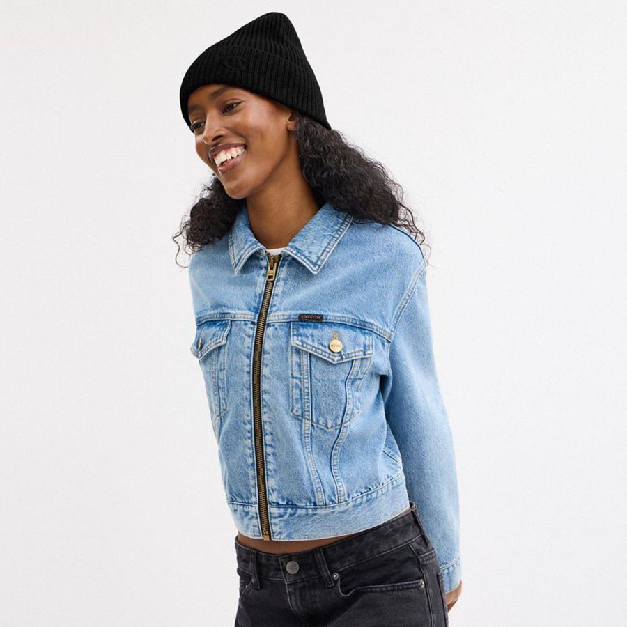 Black Women COACH® Knit Beanie | 12574LCYQ