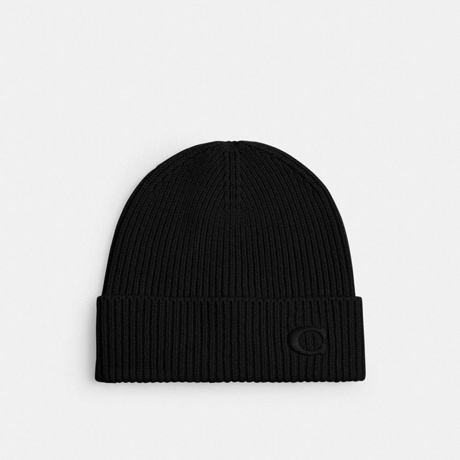 Black Women COACH® Knit Beanie | 12574LCYQ