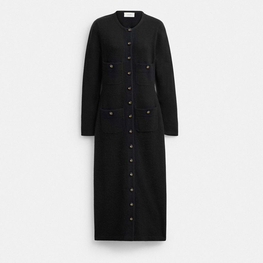 Black Women COACH® Knit Cardigan Dress | 04165LNEZ