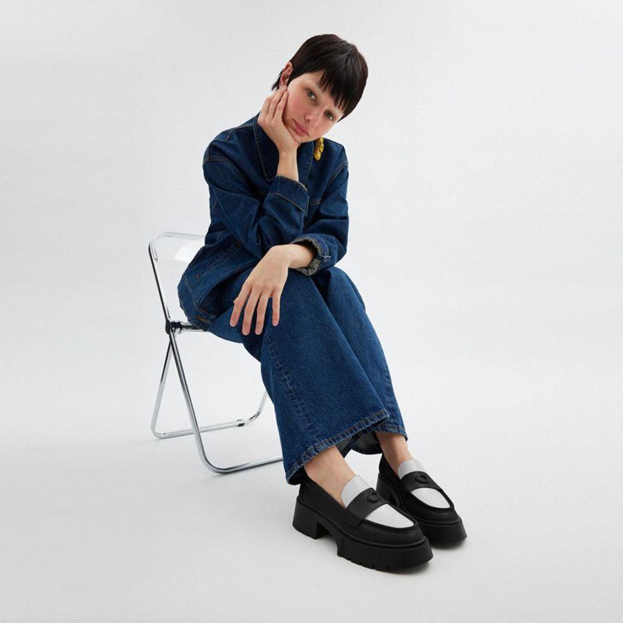 Black Women COACH® Leah Platform Loafers | 53964ONTJ