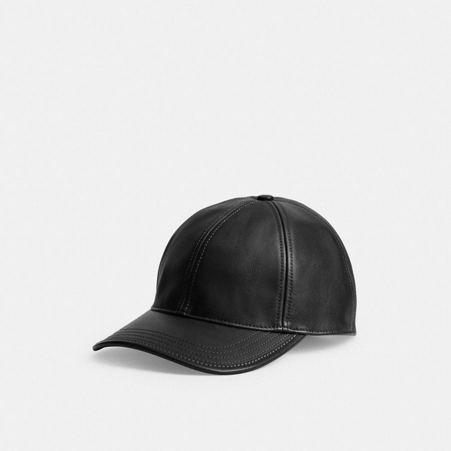 Black Women COACH® Leather Baseball Hat | 54276VTSY