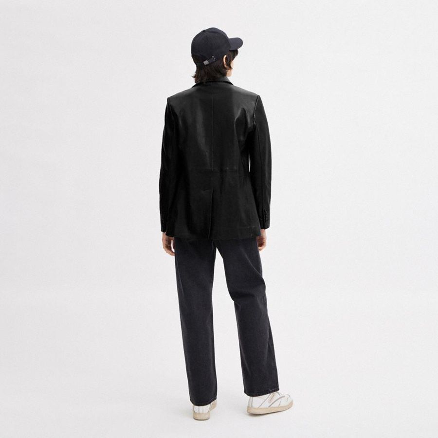 Black Women COACH® Leather Blazer | 12987GDMT
