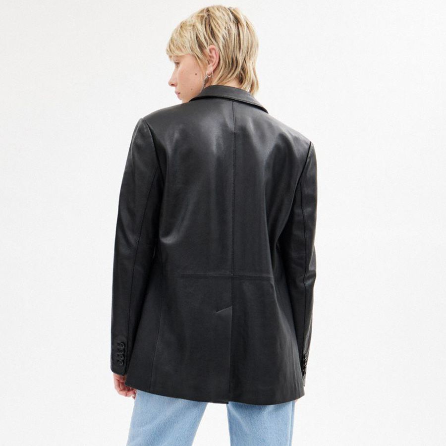 Black Women COACH® Leather Blazer | 20381ASHD