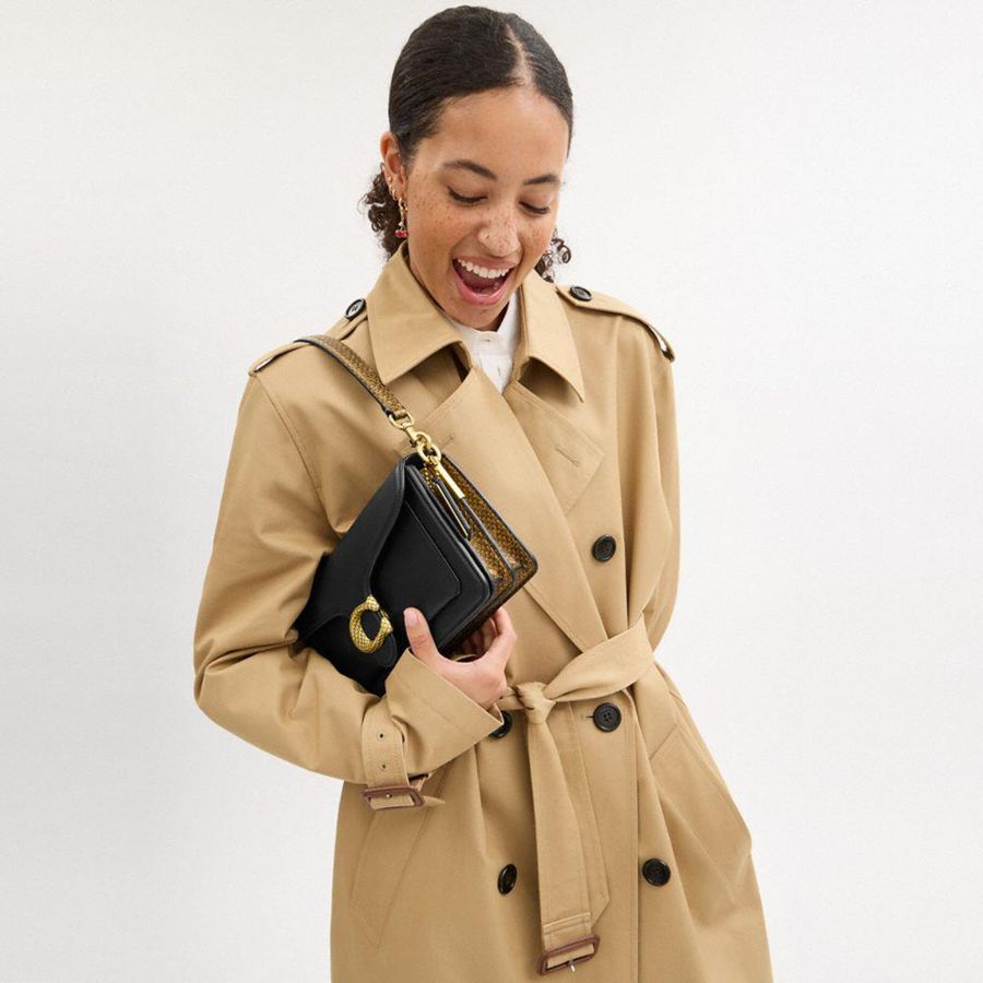 Black Women COACH® New Year Tabby 26 With Snakeskin Detail Shoulder Bag | 29140OIVM