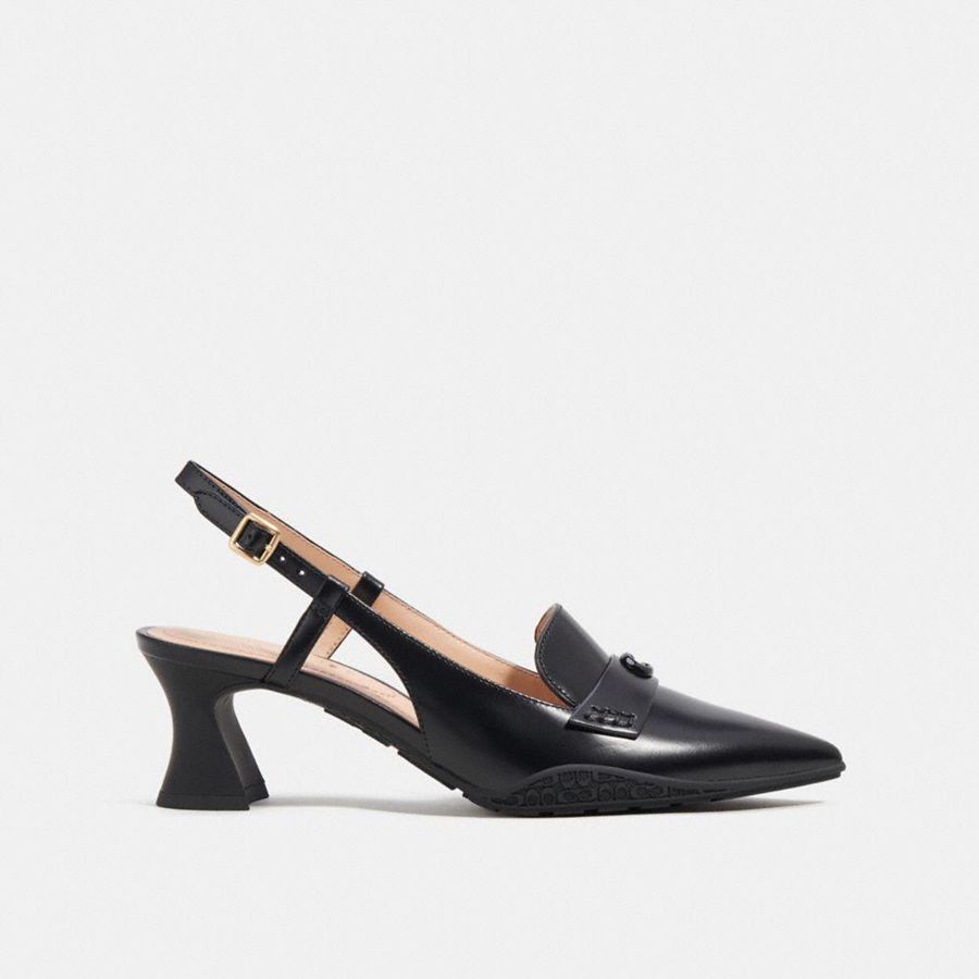 Black Women COACH® Nikola Hybrid Slingback Pumps | 12846PBVY