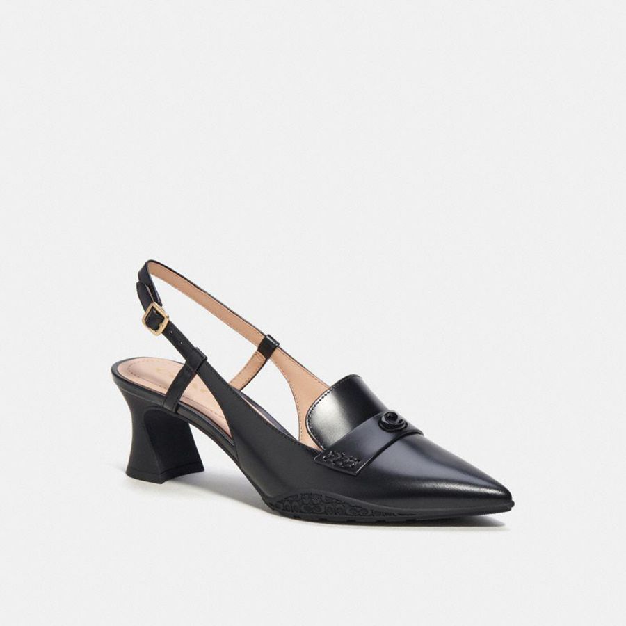Black Women COACH® Nikola Hybrid Slingback Pumps | 12846PBVY