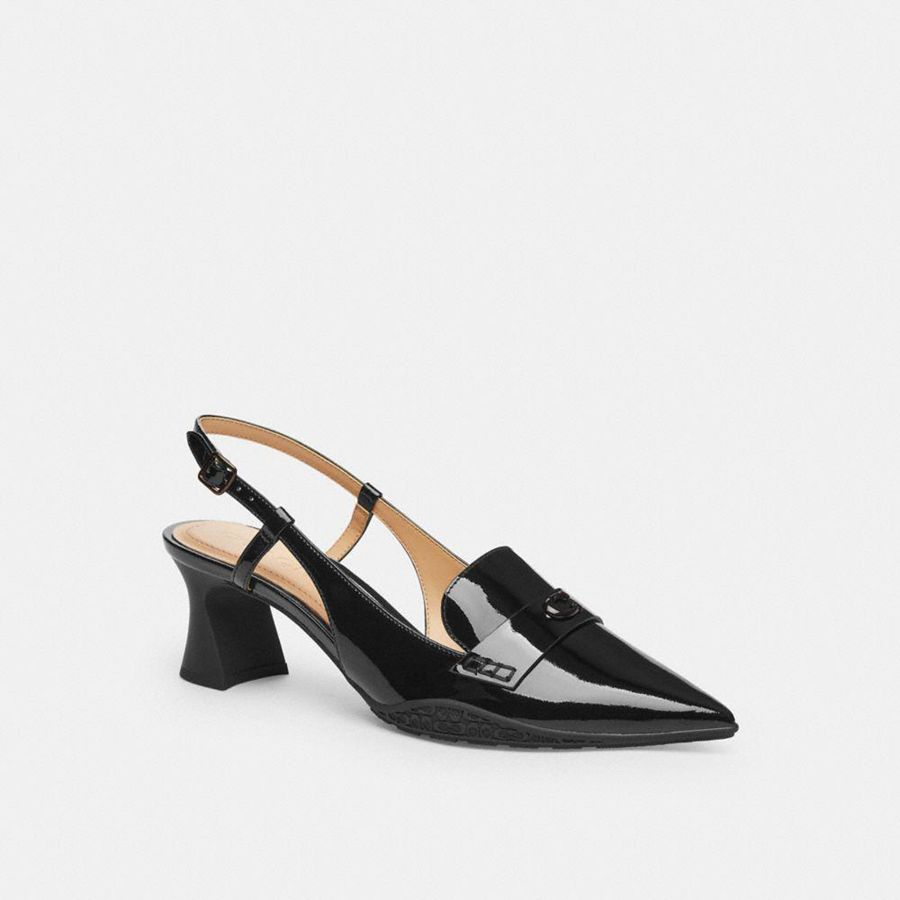 Black Women COACH® Nikola Hybrid Slingback Pumps | 42715AOCH