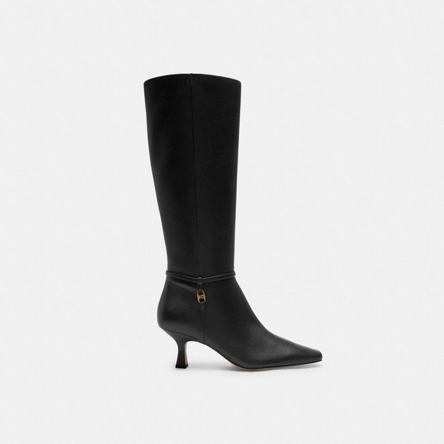 Black Women COACH® Raquel Extended Calf Boots | 49350BCGJ