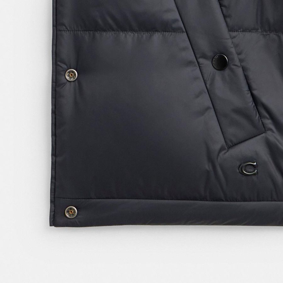 Black Women COACH® Reversible Cropped Puffer In Recycled Polyamide Jacket | 95812ONEL
