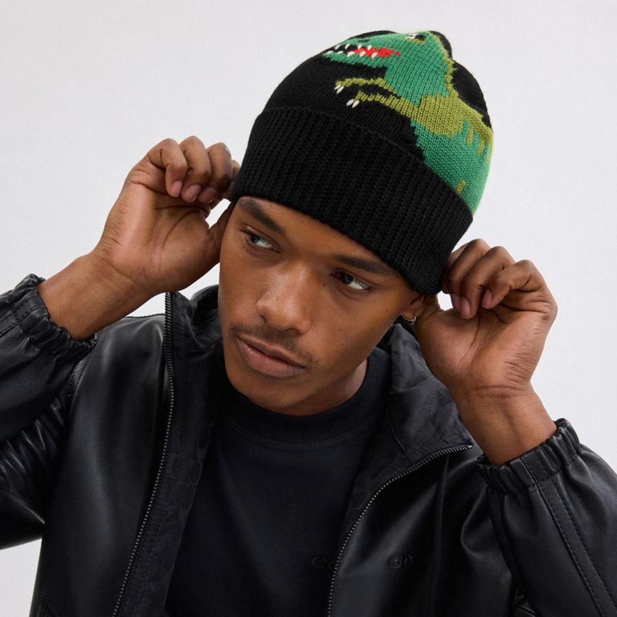 Black Women COACH® Rexy Knit Beanie | 92047OCUL