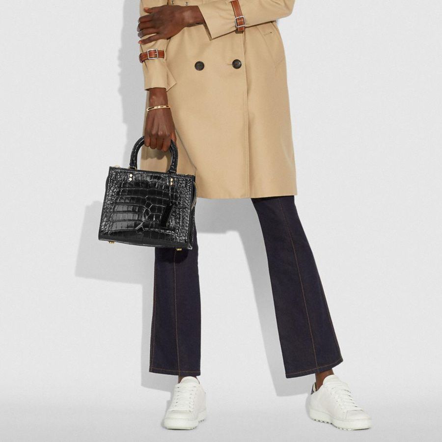 Black Women COACH® Rogue 25 In Alligator Tote Bags | 95702YFQM