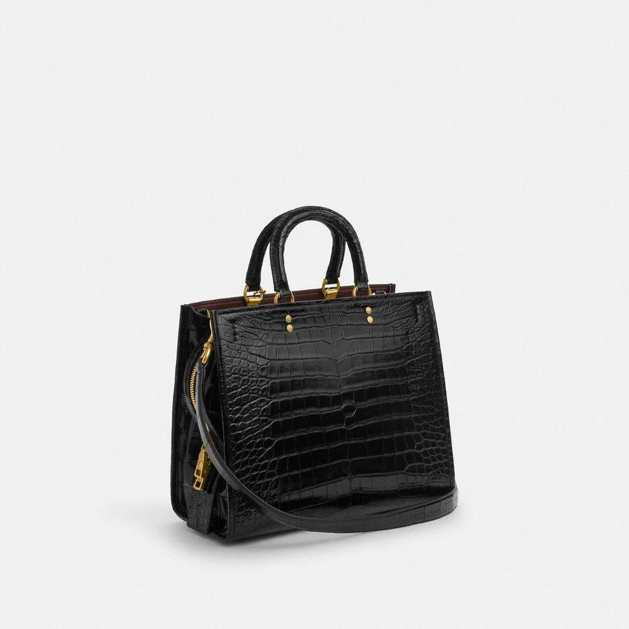Black Women COACH® Rogue In Alligator Tote Bags | 58914RSKB