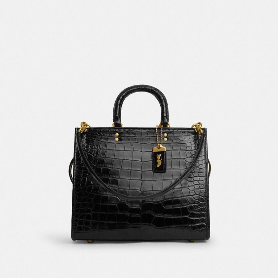 Black Women COACH® Rogue In Alligator Tote Bags | 58914RSKB
