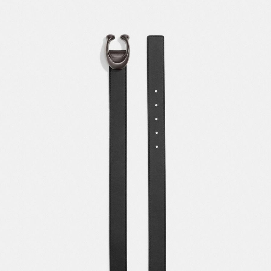Black Women COACH® Sculpted C Buckle Cut To Size Reversible, 32 Mm Belts | 71234WSLI