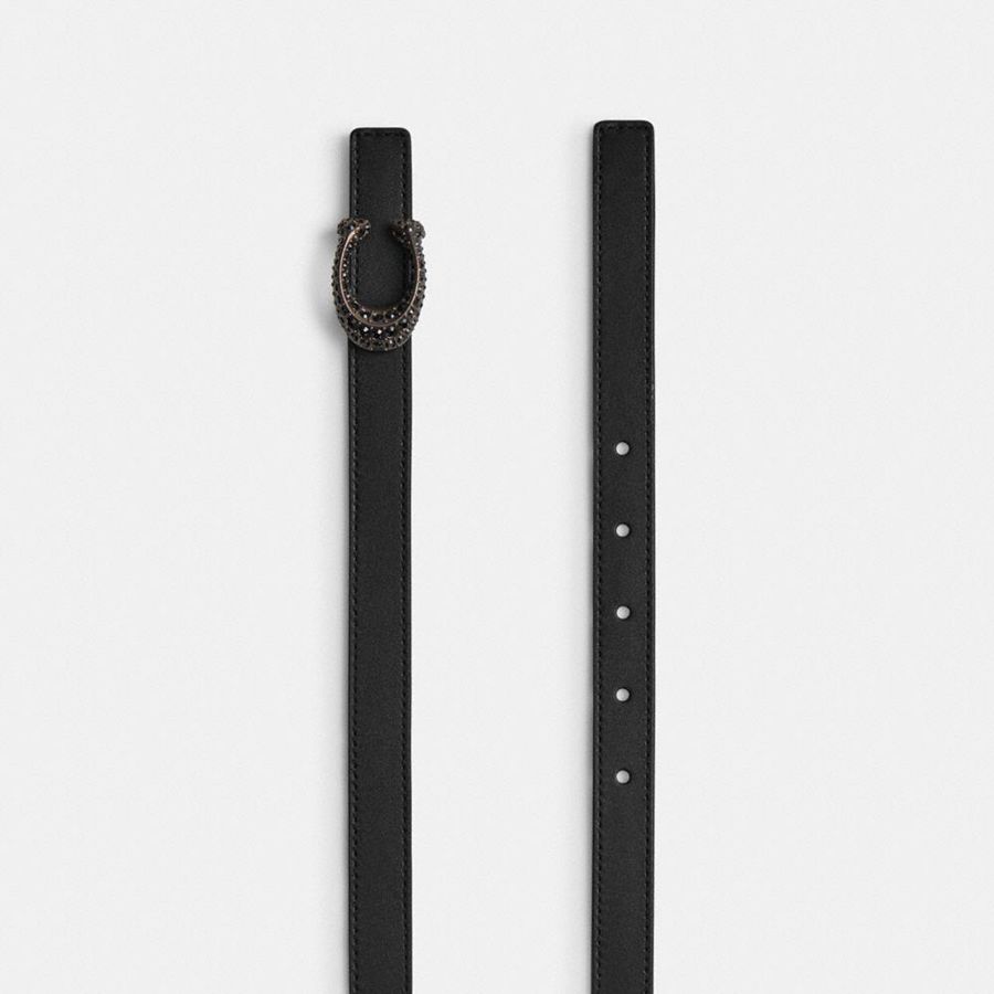 Black Women COACH® Sculpted Signature Buckle Reversible, 20 Mm Belts | 67942DNCE