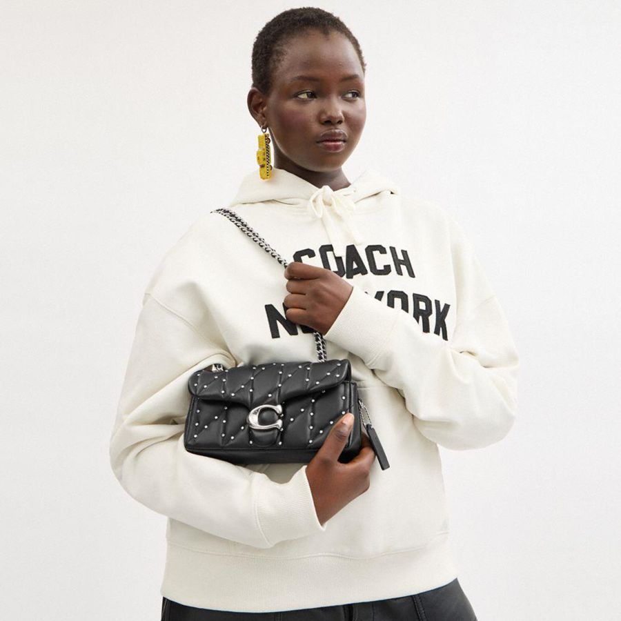 Black Women COACH® Tabby 20 With Pillow Quilting And Crystal Rivets Shoulder Bag | 56183HJWZ