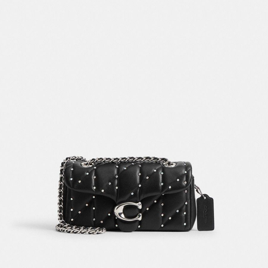 Black Women COACH® Tabby 20 With Pillow Quilting And Crystal Rivets Shoulder Bag | 56183HJWZ