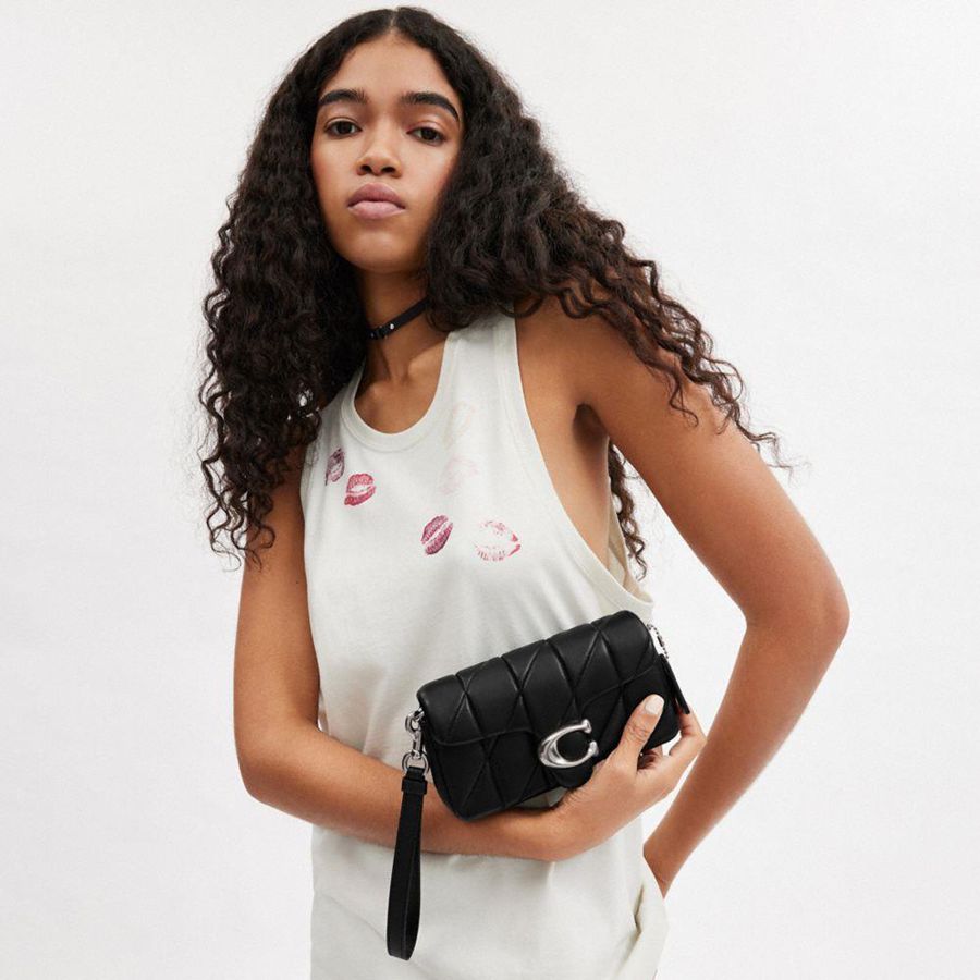 Black Women COACH® Tabby Crossbody Wristlet With Pillow Quilting Clutch Bags | 47093VSBM