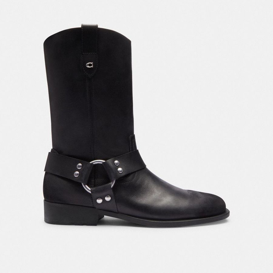 Black Women COACH® Tara Biker Boots | 79683URJG
