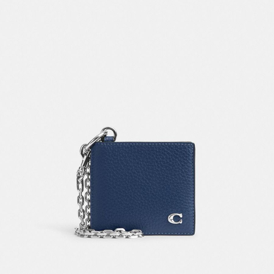 Blue Men COACH® Billfold With Chain Wallet | 91520PTZM
