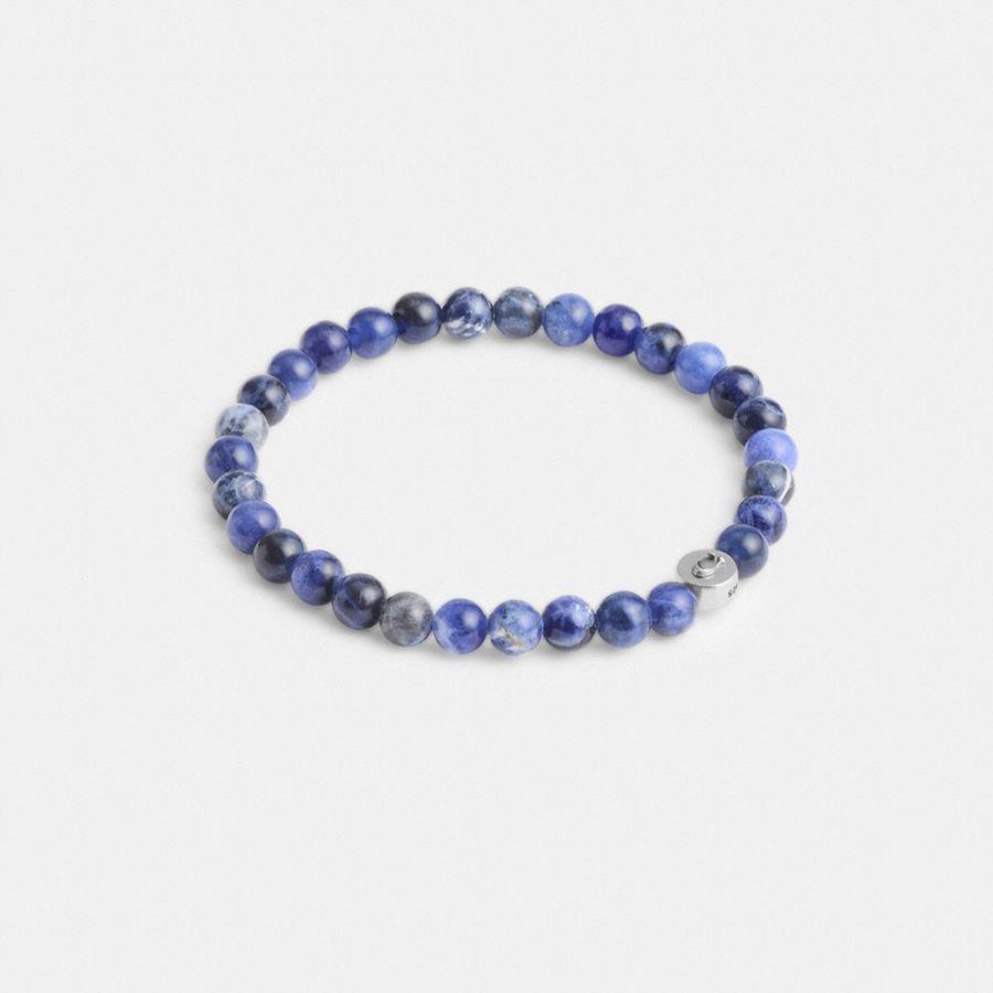 Blue Men COACH® Blue Sodalite Beaded Bracelet Jewelry | 37284IOPM