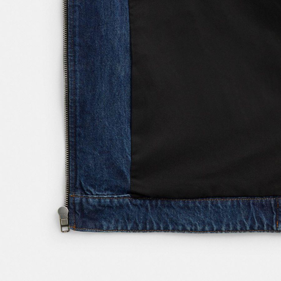 Blue Men COACH® Denim Zip Front Jacket | 47682BMAN
