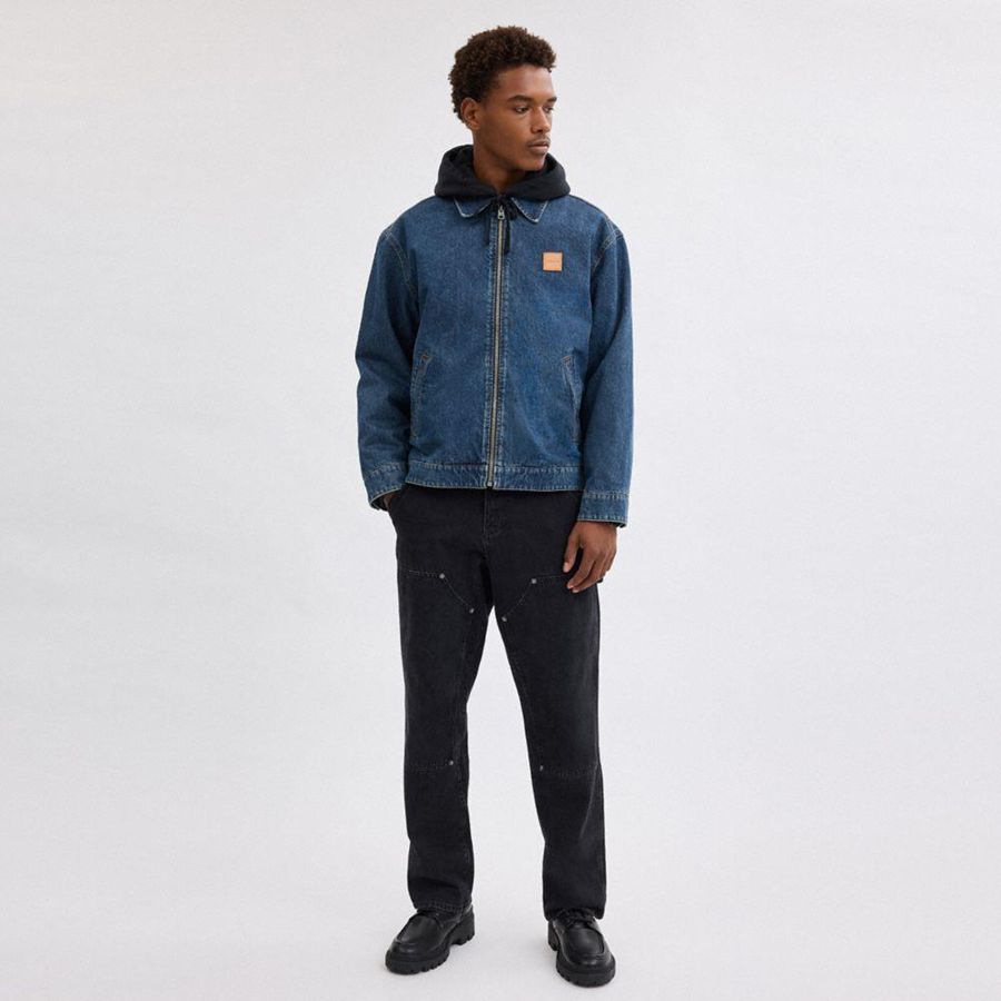 Blue Men COACH® Denim Zip Front Jacket | 47682BMAN