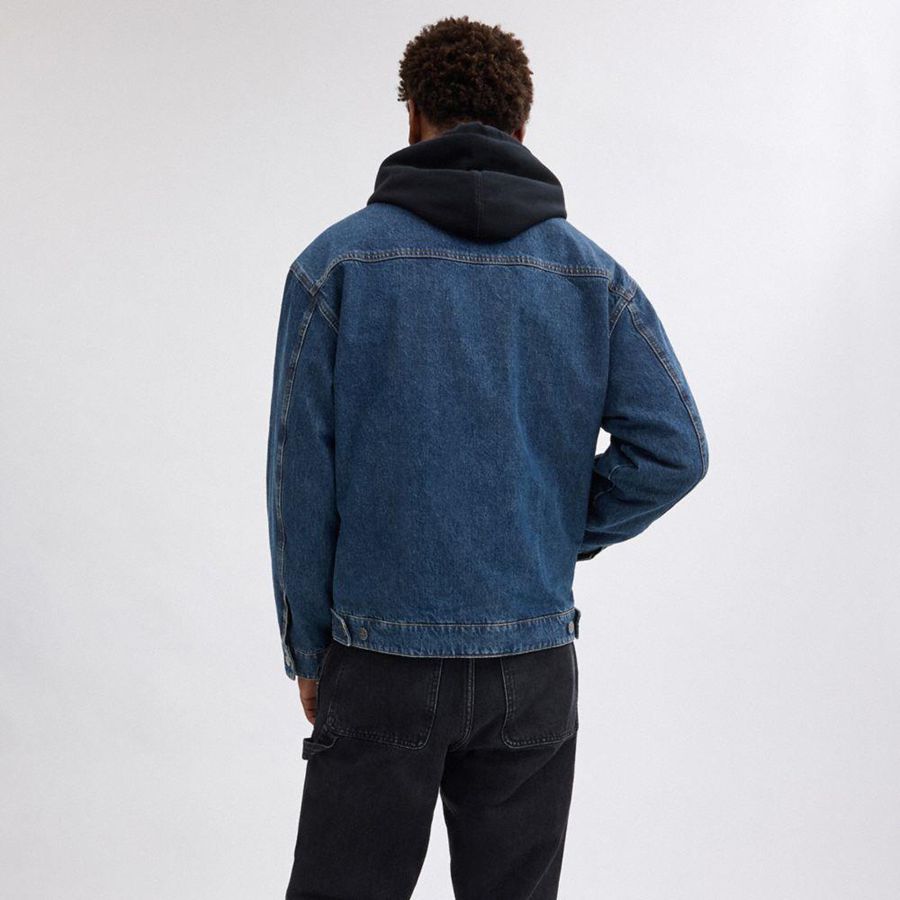 Blue Men COACH® Denim Zip Front Jacket | 47682BMAN
