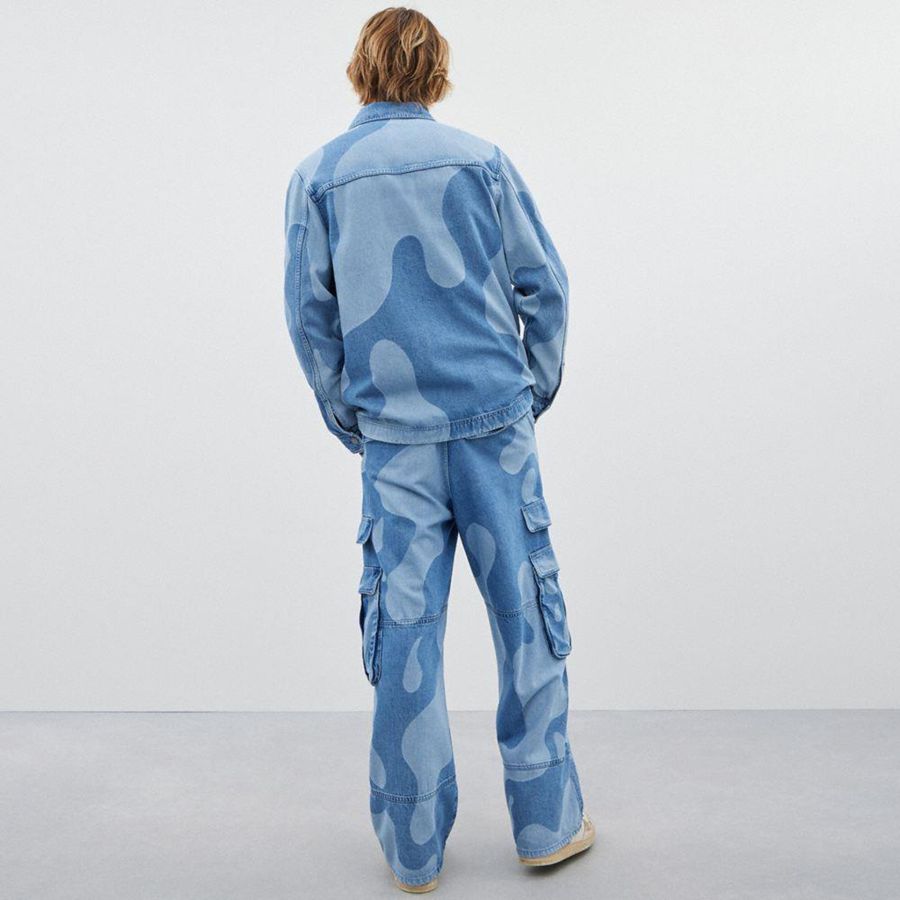 Blue Men COACH® Jean Jacket In Wavy Wash Shirt | 08359JVHD