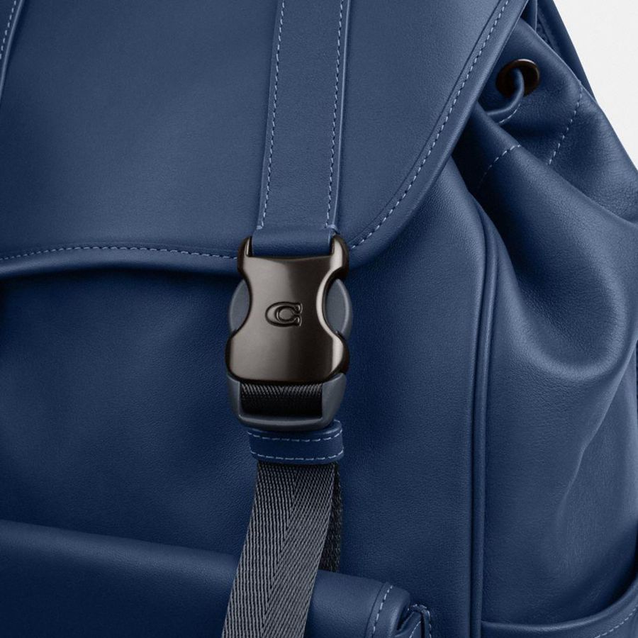 Blue Men COACH® League Flap Backpack | 95630YSGC