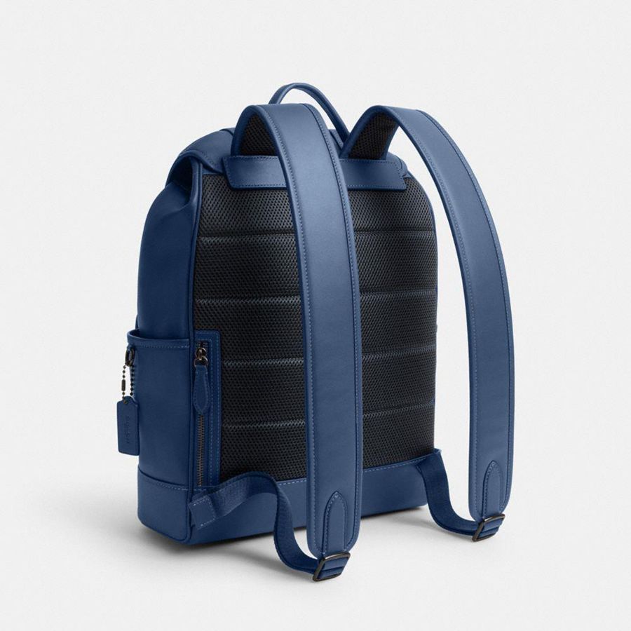Blue Men COACH® League Flap Backpack | 95630YSGC