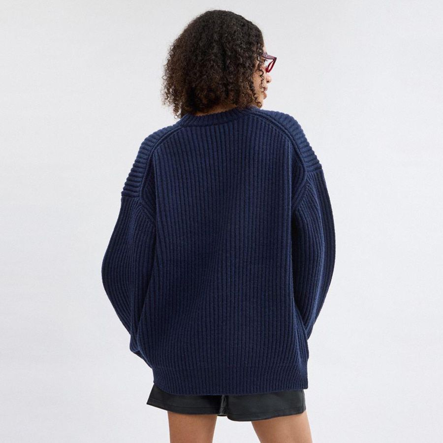 Blue Women COACH® Chunky Graphic In Recycled Wool Sweater | 19603WNCJ