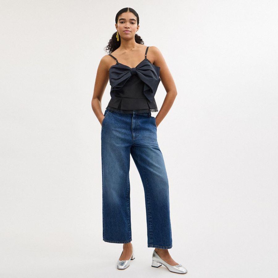 Blue Women COACH® Denim Trousers Pants | 05369PKXV