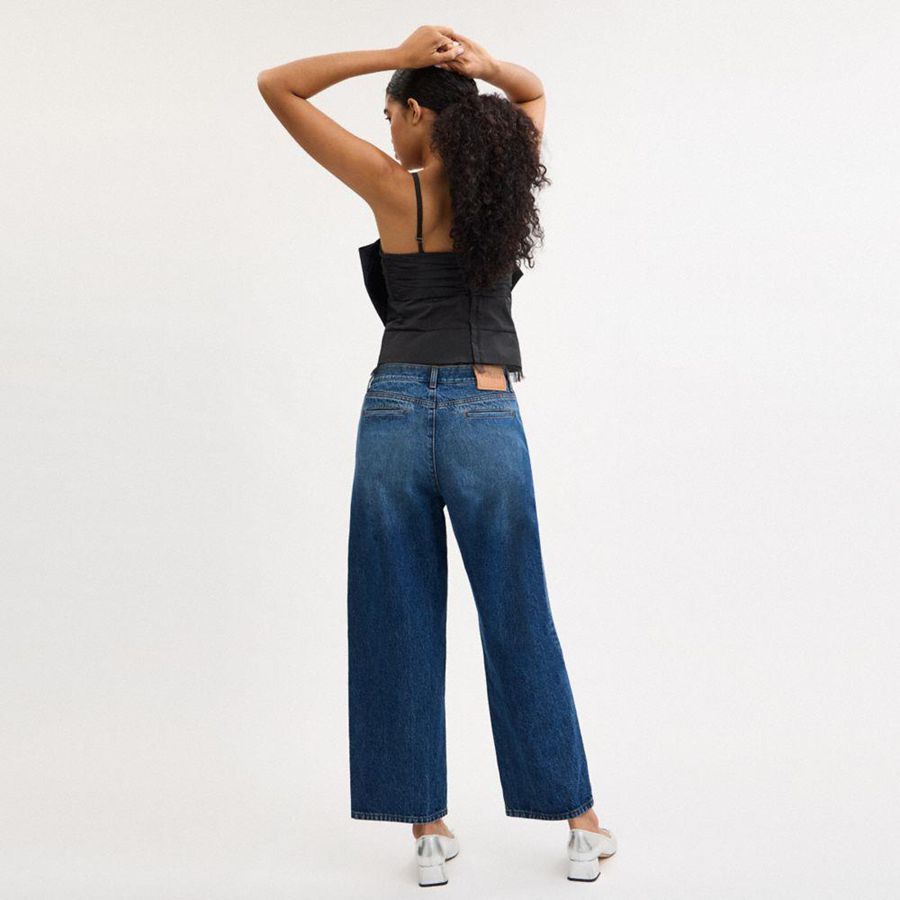 Blue Women COACH® Denim Trousers Pants | 05369PKXV