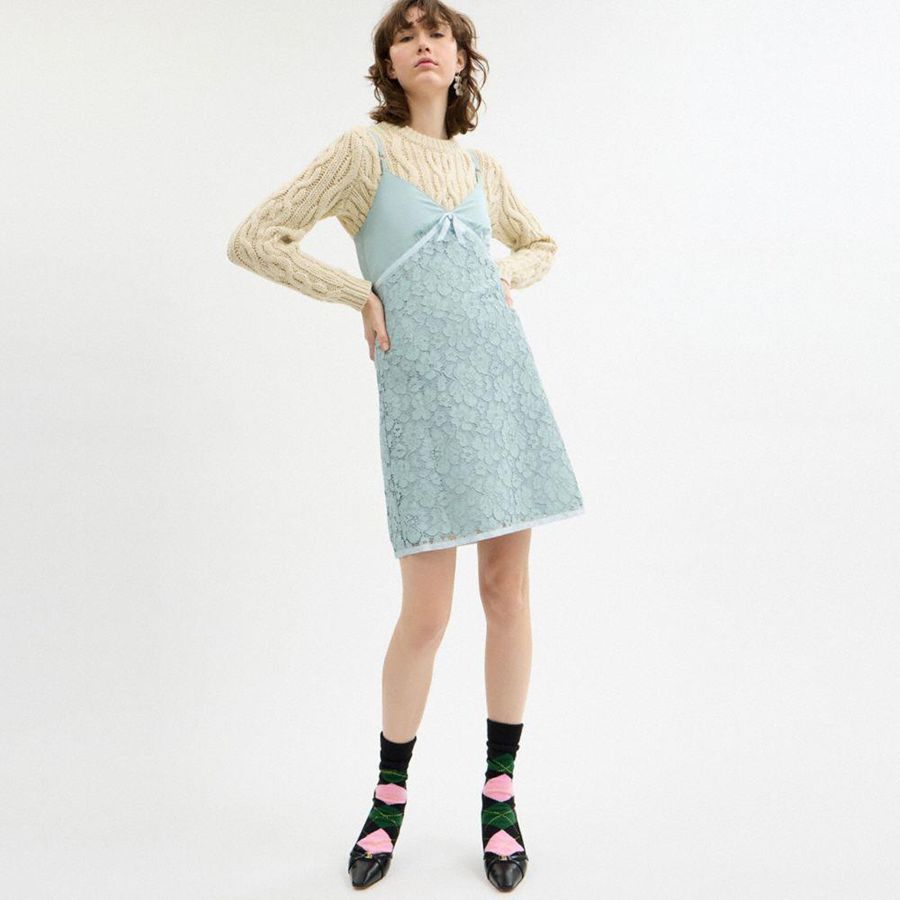 Blue Women COACH® Lace Dress | 67932FWCZ