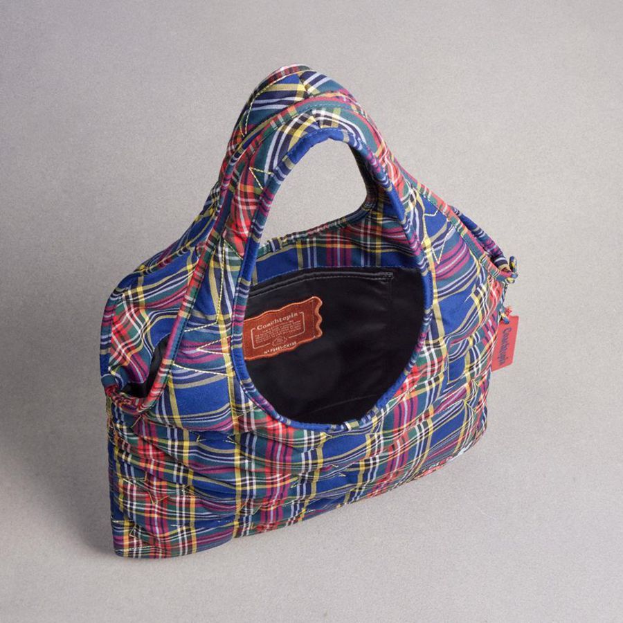 Blue Women COACH® Topia Loop Flat Tote With Plaid Star Quilting Hobo Bag | 07326ZLUJ