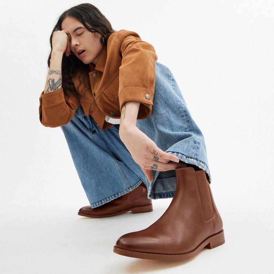 Brown Men COACH® Dalton Chelsea Boots | 17562XYUL